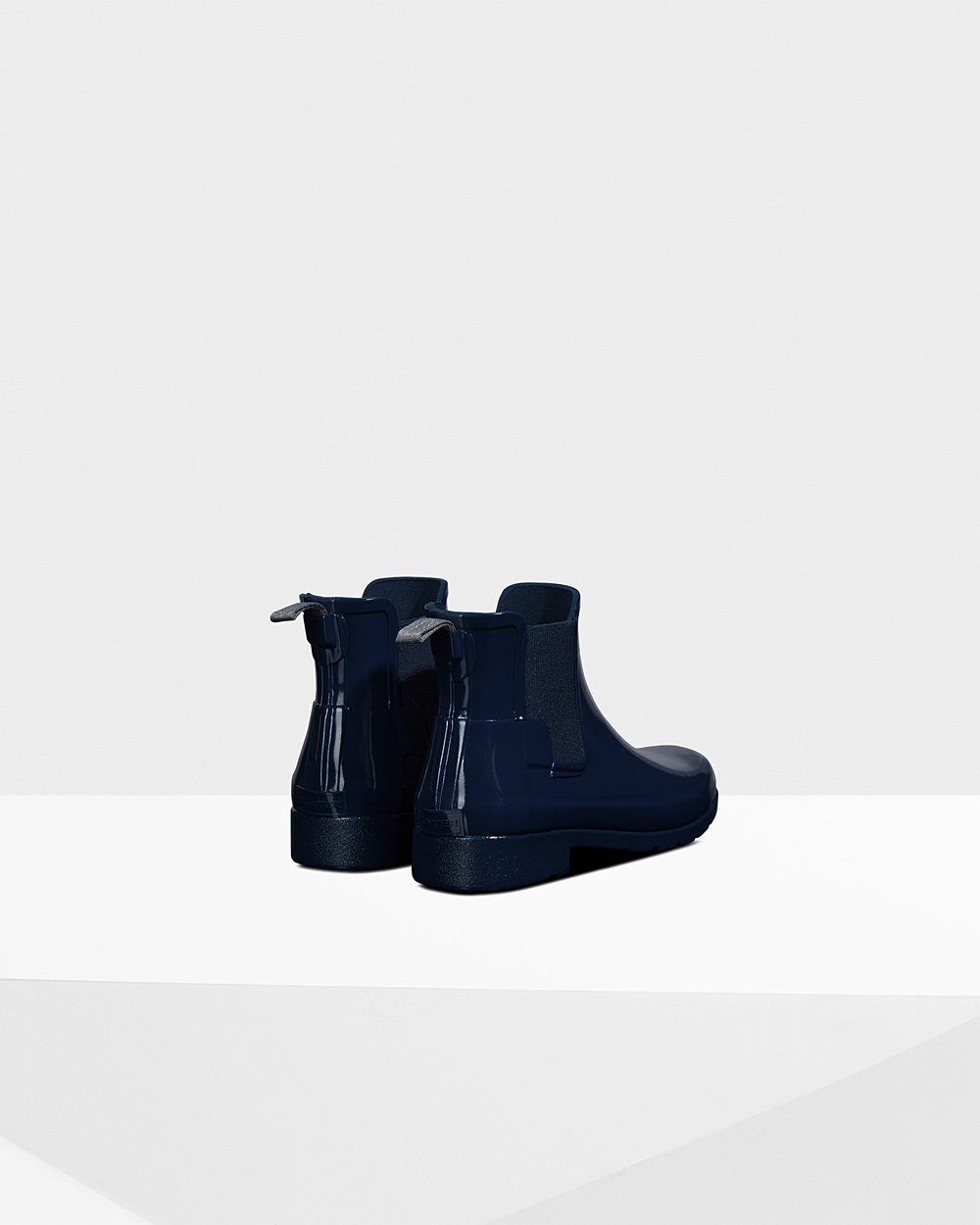 Womens Chelsea Boots - Hunter Refined Gloss Slim Fit (07MABVHDT) - Navy